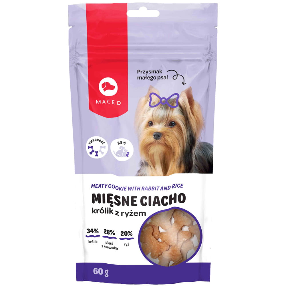 MACED Przysmak dla psa Mięsne Ciacho królik z ryżem 60g